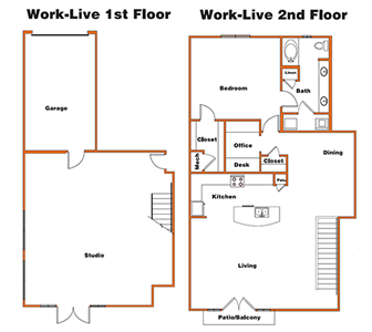 Work-Live-2 - 1 Bdr / 1 Bath - 2152 Sq. Ft.*